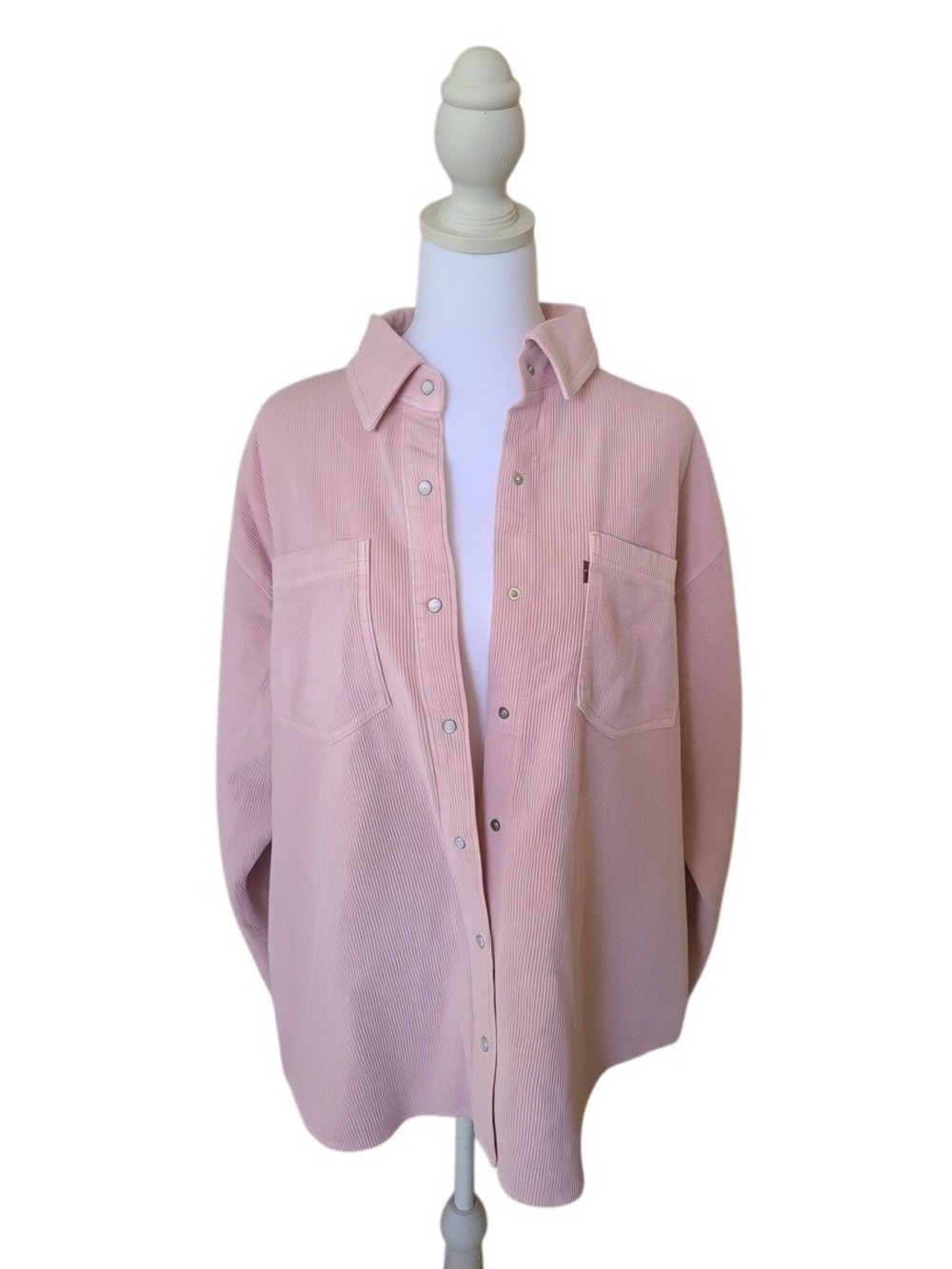 Levi's Light Pink Corduroy Button-Front Shirt Jacket